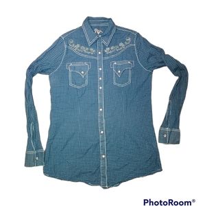 Blue Embroidered Women's Top